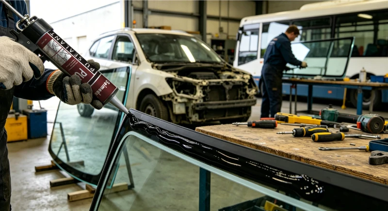 Solution 1&nbsp;: Collage et scellement structurels du verre automobile