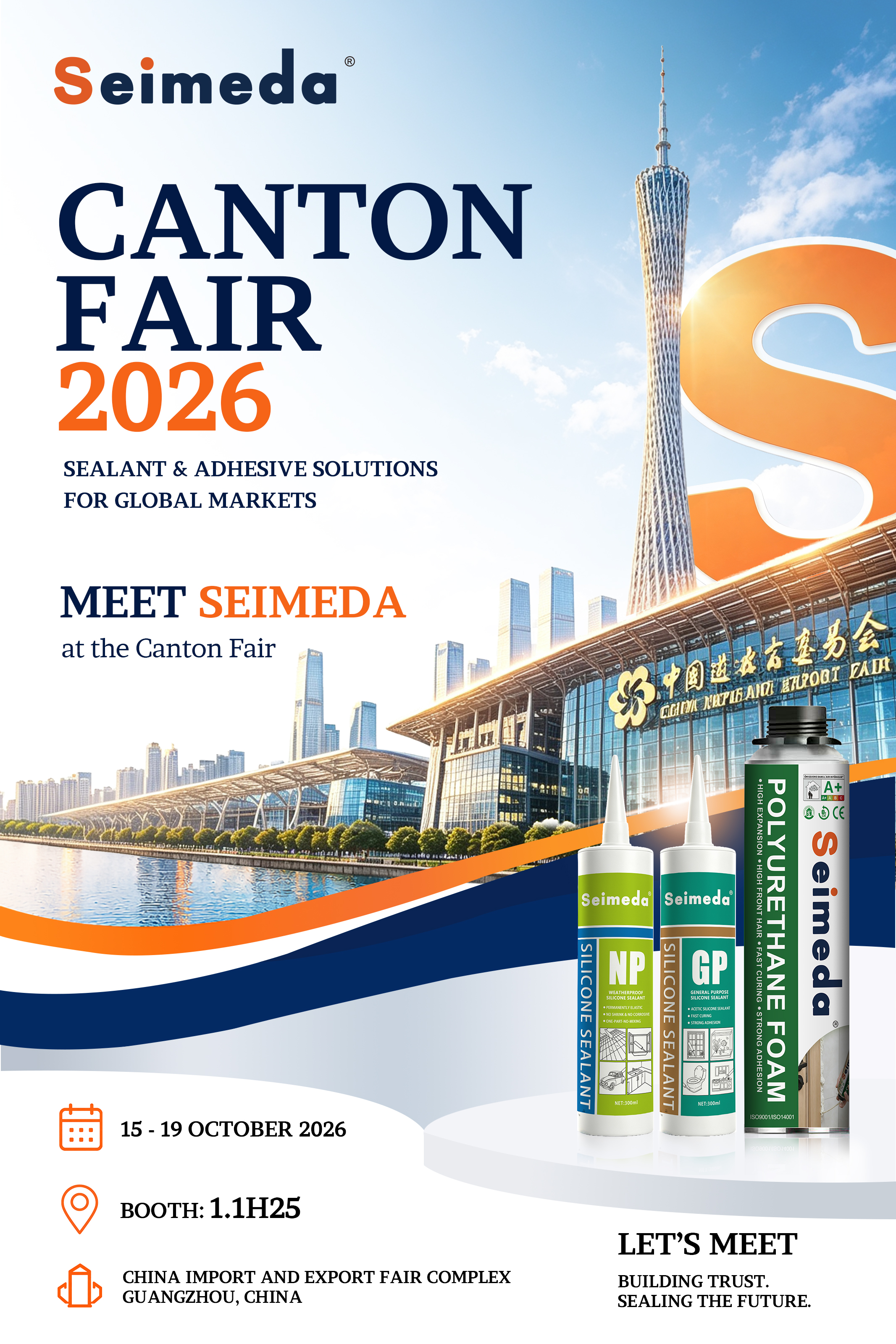 Seimeda à la 140e Foire de Canton 2026 — Mastic silicone, mousse PU et OEM